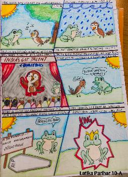 Class-10-English-Comic strip making('The Frog and the Nightingale' )