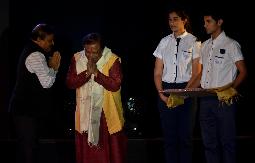 Choreographer Pandit Jai Kishan Maharaj being felicitated