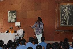 Renowned Canadian Slam Poet, Jamaal Amir Akbari, interacting with students of Class XII